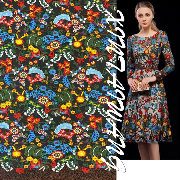 Embroidered Fabric Dress Water Soluble Polyester for Women's Wear Whol 2